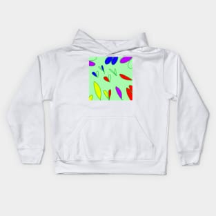 green colorful shapes abstract pattern design Kids Hoodie